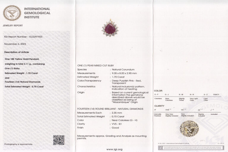 Perlen Clip Anhänger Rubin Tropfen 1,7 ct + 14 Diamanten 0,7 ct [BRORS 19542]