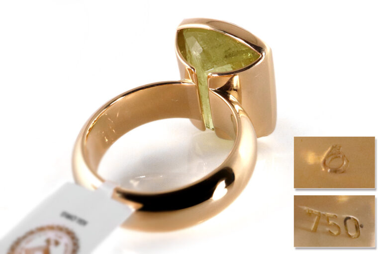 Großer Designer Ring 1 Heliodor 22 Karat 750 Rosegold Gr. 67 [BRORS 19563]