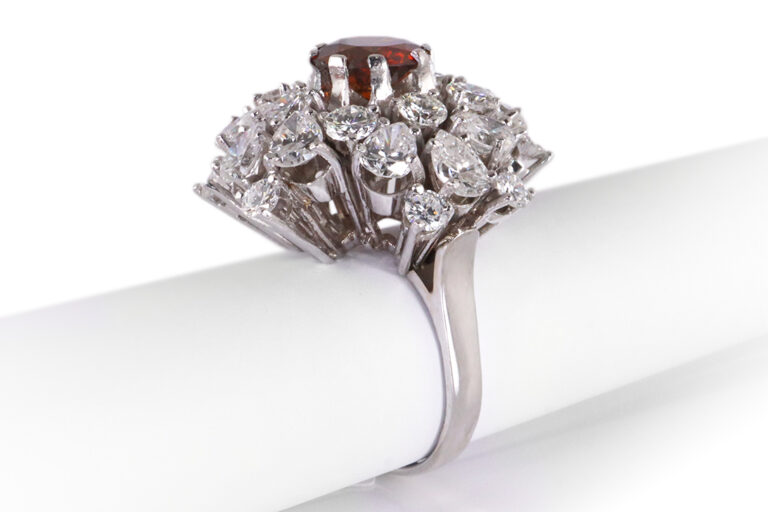 Ring Brillant FANCY Orange 1,9 ct + 28 Diamanten 5,0 ct Weißgold [BRORS 19565]