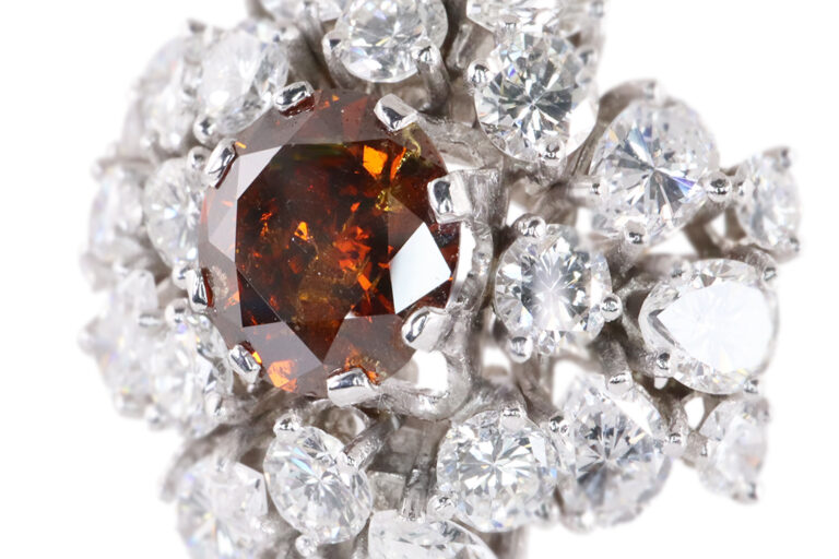 Ring Brillant FANCY Orange 1,9 ct + 28 Diamanten 5,0 ct Weißgold [BRORS 19565]