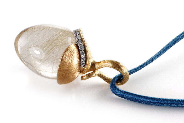 Anhänger Charlotte Lynggaard LOTUS Rauchquarz Diamanten 750 Gold [BRORS 19837]