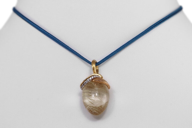 Anhänger Charlotte Lynggaard LOTUS Rauchquarz Diamanten 750 Gold [BRORS 19837]