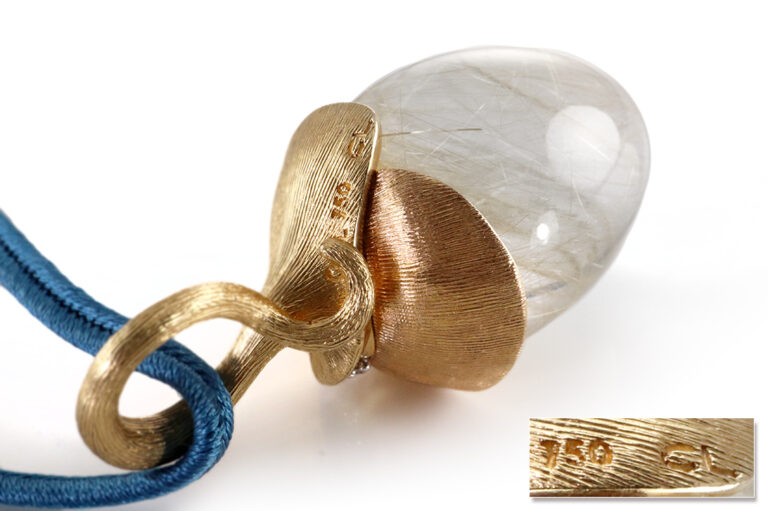 Anhänger Charlotte Lynggaard LOTUS Rauchquarz Diamanten 750 Gold [BRORS 19837]