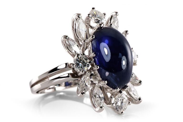 Ring Hofjuwelier Heiden Saphir unbehandelt 5,2 ct Brillanten IGI [BRORS 20257]