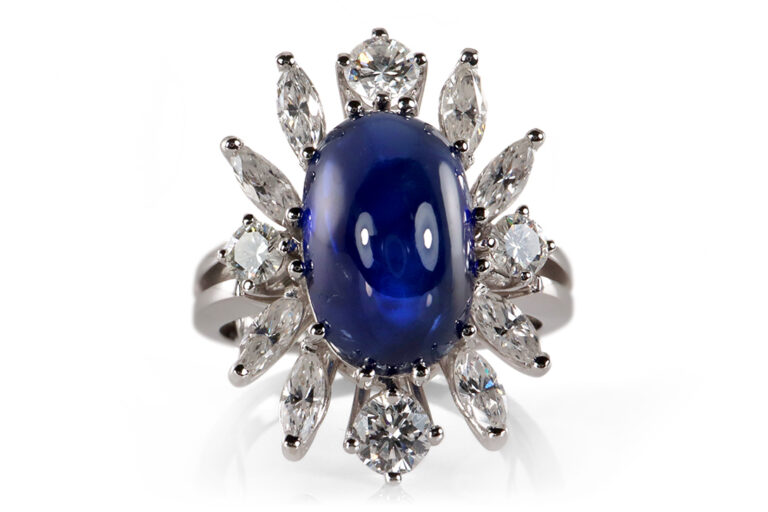Ring Hofjuwelier Heiden Saphir unbehandelt 5,2 ct Brillanten IGI [BRORS 20257]
