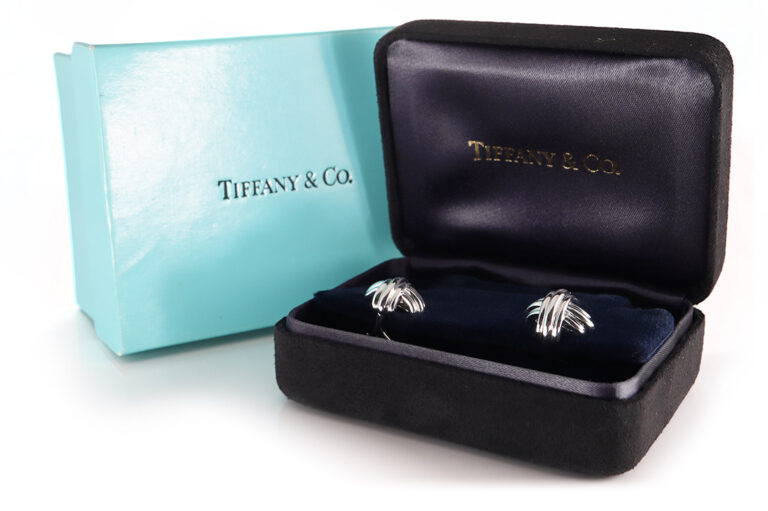 Ohrstecker Tiffany & Co "X" vintage 750 Weißgold Gold mit Box [BRORS 20277]