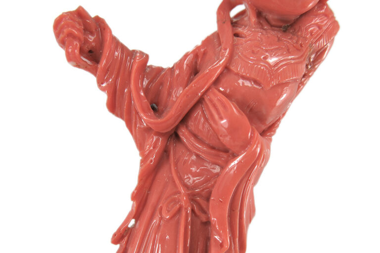 Asiatika Koralle Figur geschnitzt 16,7 cm Dame Frau China [BRORS 16003]