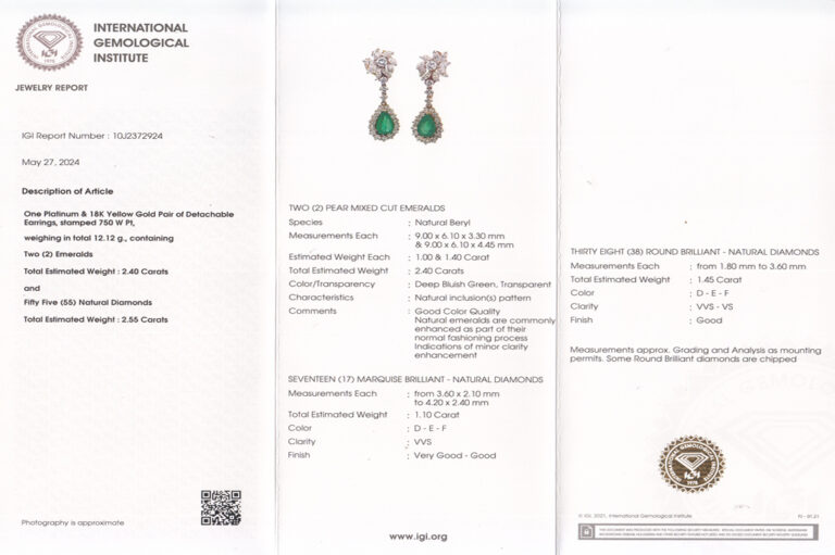 Ohrhänger Weyersberg 2 Smaragde 2,4 ct + 55 Diamanten 2,5 ct 750 [BRORS 19813]