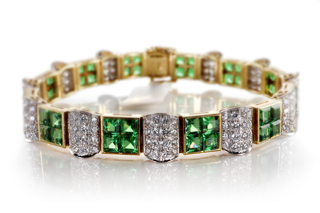 Armband Weyersberg Tsavorith 11,5 ct + 192 Brillanten 3,6 ct 750 [BRORS 19814]