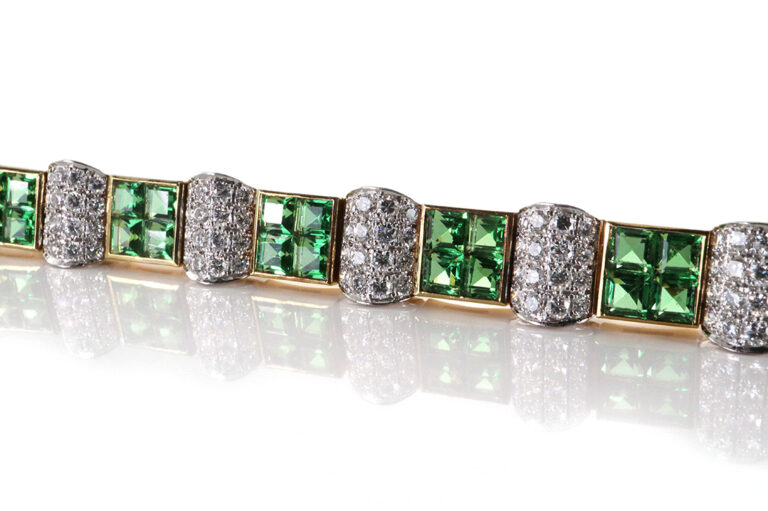 Armband Weyersberg Tsavorith 11,5 ct + 192 Brillanten 3,6 ct 750 [BRORS 19814]
