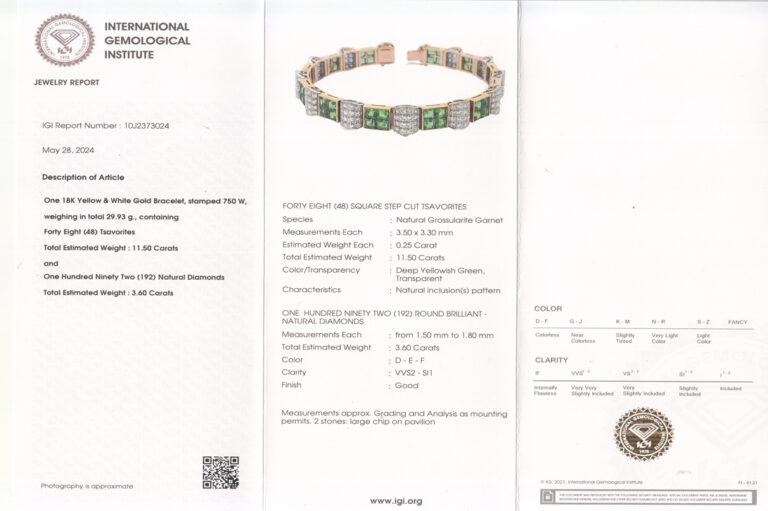 Armband Weyersberg Tsavorith 11,5 ct + 192 Brillanten 3,6 ct 750 [BRORS 19814]