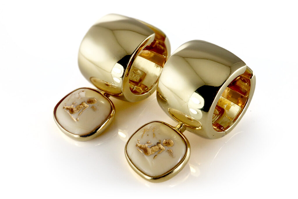 Kuck Ohrringe mit Einhänger Howlith Engel Motiv 750 Gelbgold [BRORS 19981]