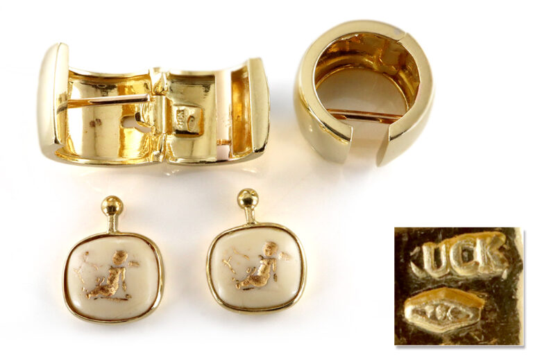 Kuck Ohrringe mit Einhänger Howlith Engel Motiv 750 Gelbgold [BRORS 19981]
