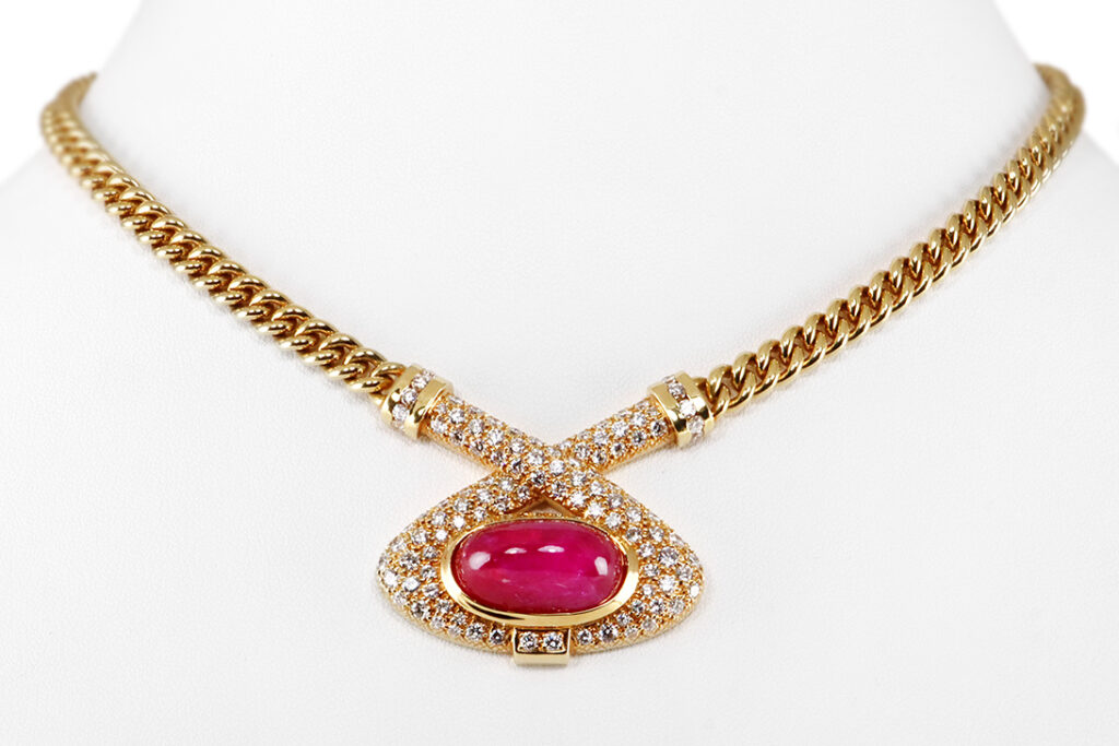 Collier Rubin unbehandelt 17 Karat 110 Brillanten 4,1 ct IGI DSEF [BRORS 20077]