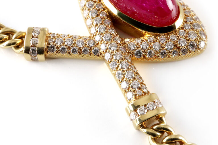 Collier Rubin unbehandelt 17 Karat 110 Brillanten 4,1 ct IGI DSEF [BRORS 20077]