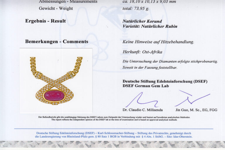 Collier Rubin unbehandelt 17 Karat 110 Brillanten 4,1 ct IGI DSEF [BRORS 20077]