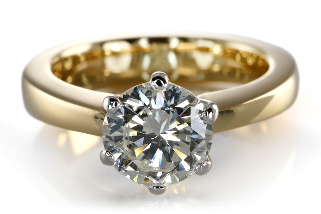 Ring Brillant Einkaräter 1,0 ct G-H/Si2 750 Gold IGI Gr.53 [BRORS 20216]