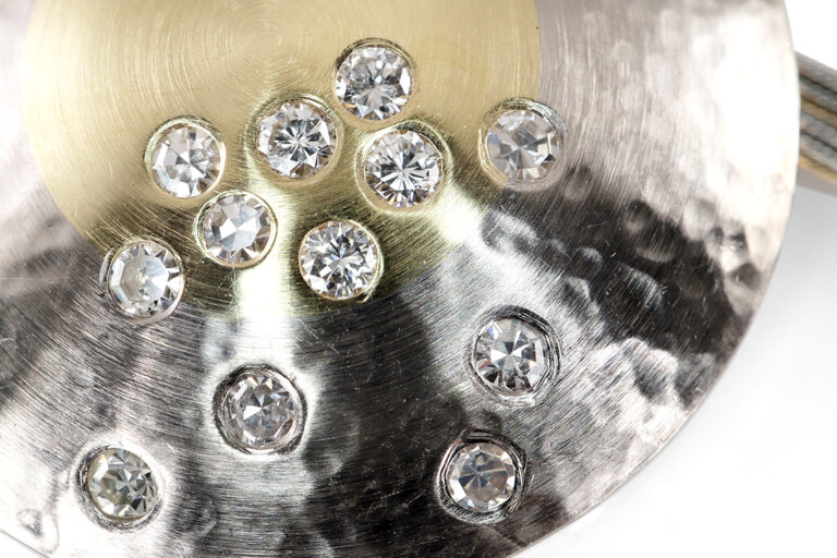 Anhänger FAHNLER Scheibe Diamanten Schnurr 585 Gold Einzelstück [BRORS 20285]