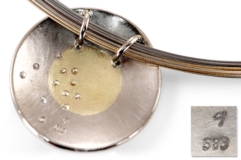 Anhänger FAHNLER Scheibe Diamanten Schnurr 585 Gold Einzelstück [BRORS 20285]
