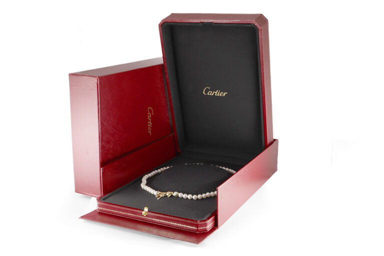 Cartier vintage Panthere Perlenkette Gelbgold Smaragd Perlen [BRORS 20295]