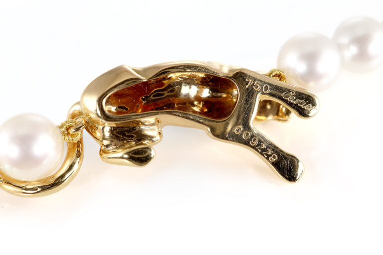 Cartier vintage Panthere Perlenkette Gelbgold Smaragd Perlen [BRORS 20295]