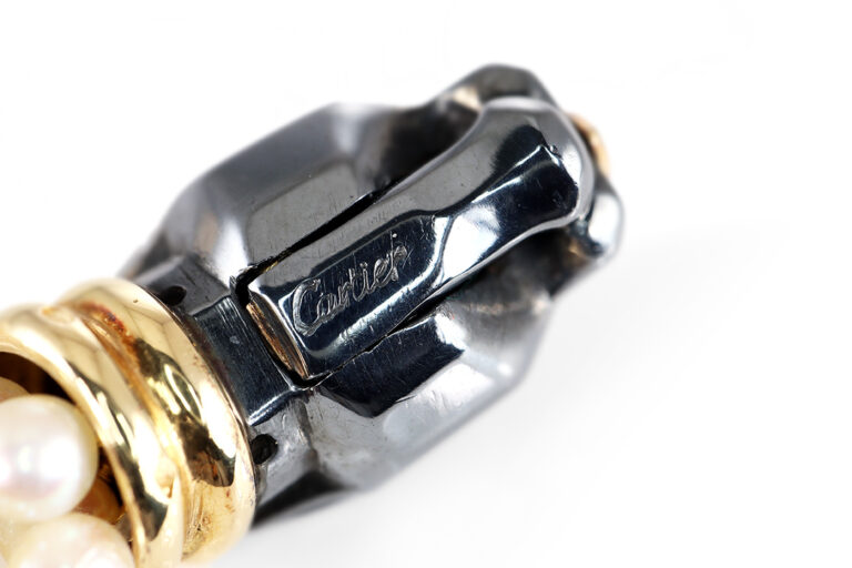 Cartier vintage Panthere Perlenarmband Gold Silverium Smaragd [BRORS 20296]