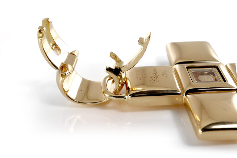 Chopard Kreuz Anhänger Happy Diamonds 1 Brillant 750 Gelbgold [BRORS 20297]