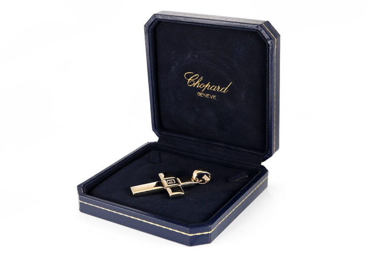 Chopard Kreuz Anhänger Happy Diamonds 1 Brillant 750 Gelbgold [BRORS 20297]