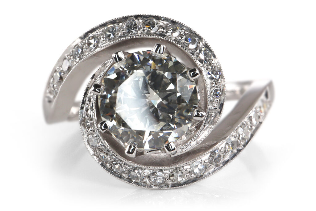 Ring 1 Brillant 1,34 ct I/SI2 +27 Diamanten 750 Gold IGI Gutachten [BRORS 20306]