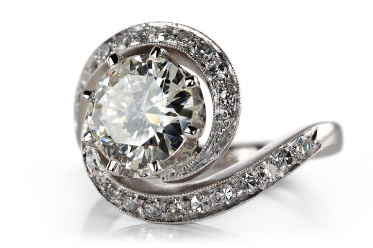 Ring 1 Brillant 1,34 ct I/SI2 +27 Diamanten 750 Gold IGI Gutachten [BRORS 20306]