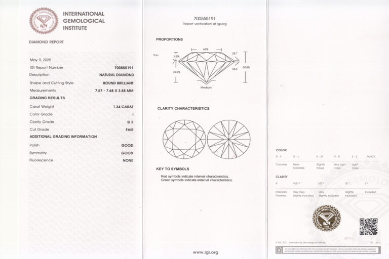 Ring 1 Brillant 1,34 ct I/SI2 +27 Diamanten 750 Gold IGI Gutachten [BRORS 20306]