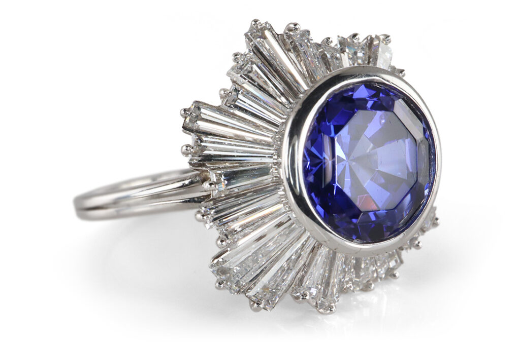 Luxus Tansanit Ring 2,96 ct. + 27 Diamanten 4,0 ct Platin [BRORS 10287]