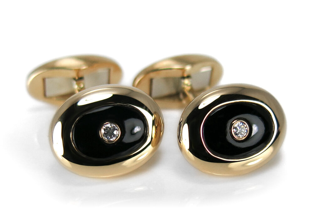 Manschettenknöpfe René Kern Brillanten Onyx 750 Gelbgold [BRORS 16666]