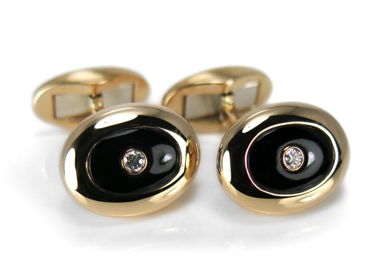 Manschettenknöpfe René Kern Brillanten Onyx 750 Gelbgold [BRORS 16666]