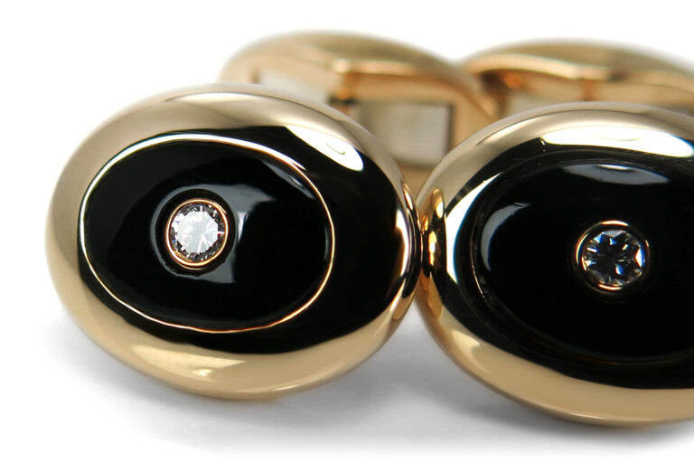 Manschettenknöpfe René Kern Brillanten Onyx 750 Gelbgold [BRORS 16666]