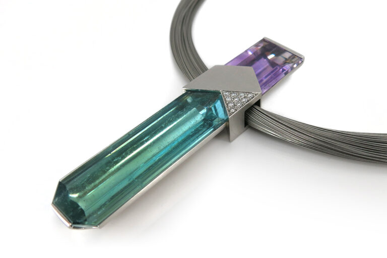 Flogaus / Philipp Becker Anhänger Platin Stahl Aquamarin Amethyst [BRORS 17159]