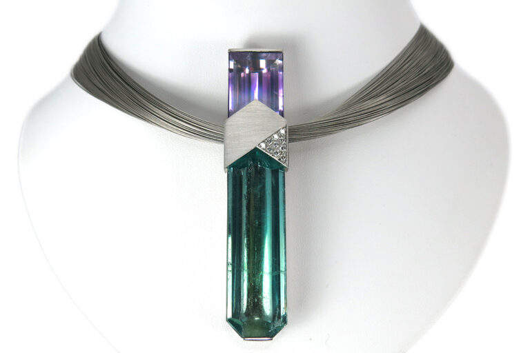 Flogaus / Philipp Becker Anhänger Platin Stahl Aquamarin Amethyst [BRORS 17159]