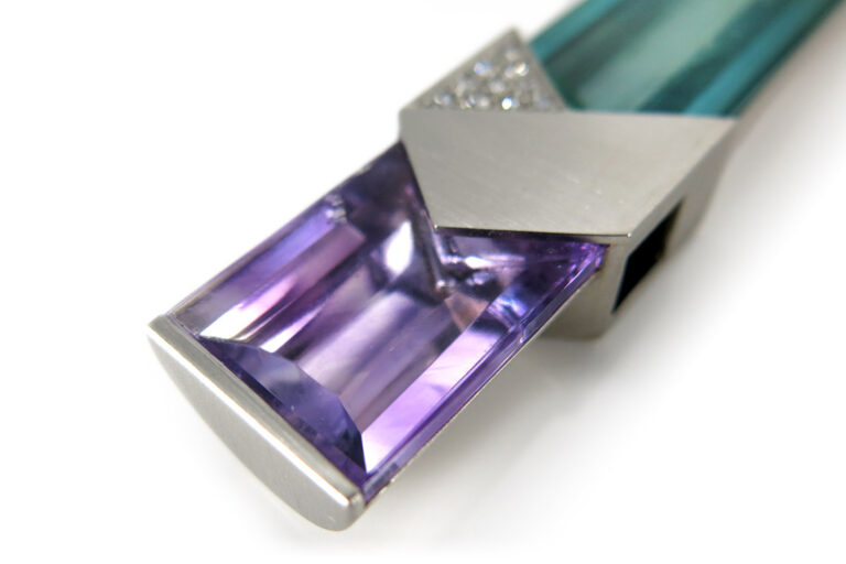 Flogaus / Philipp Becker Anhänger Platin Stahl Aquamarin Amethyst [BRORS 17159]