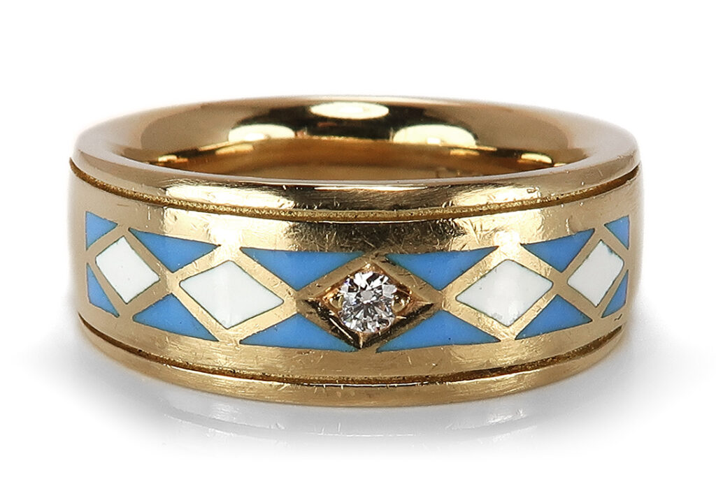 Faberge hochwertiger Ring Emaille Brillant 750 Gelbgold Limitiert [BRORS 17350]