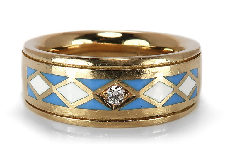 Faberge hochwertiger Ring Emaille Brillant 750 Gelbgold Limitiert [BRORS 17350]