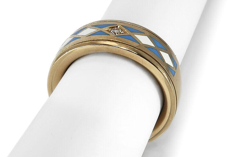 Faberge hochwertiger Ring Emaille Brillant 750 Gelbgold Limitiert [BRORS 17350]