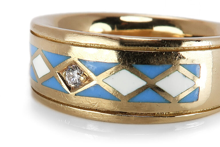 Faberge hochwertiger Ring Emaille Brillant 750 Gelbgold Limitiert [BRORS 17350]