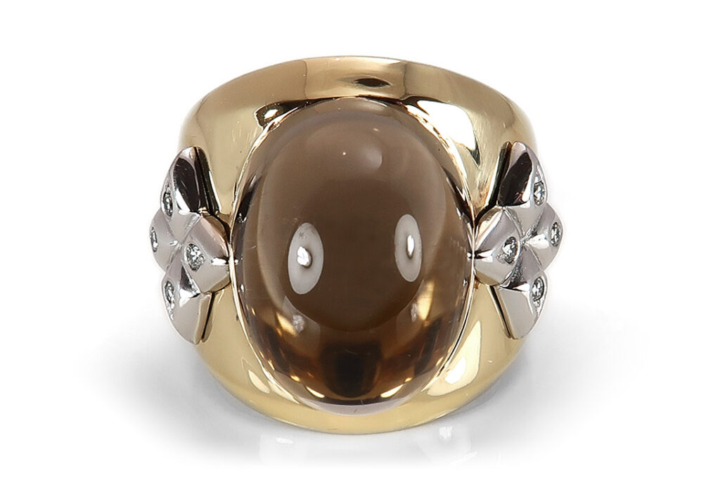 Manuela Merk WISH Ring Rauchquarz Brillanten 750 Gelbgold Weißgold [BRORS 17655]