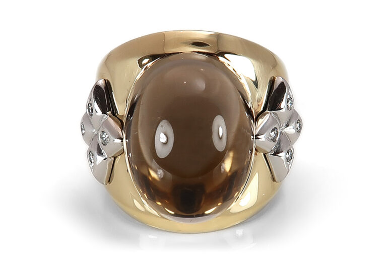 Manuela Merk WISH Ring Rauchquarz Brillanten 750 Gelbgold Weißgold [BRORS 17655]