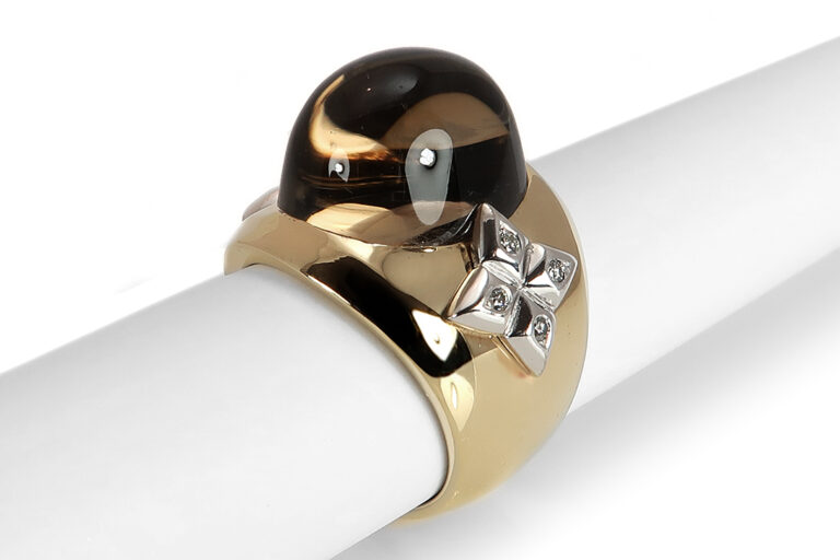 Manuela Merk WISH Ring Rauchquarz Brillanten 750 Gelbgold Weißgold [BRORS 17655]