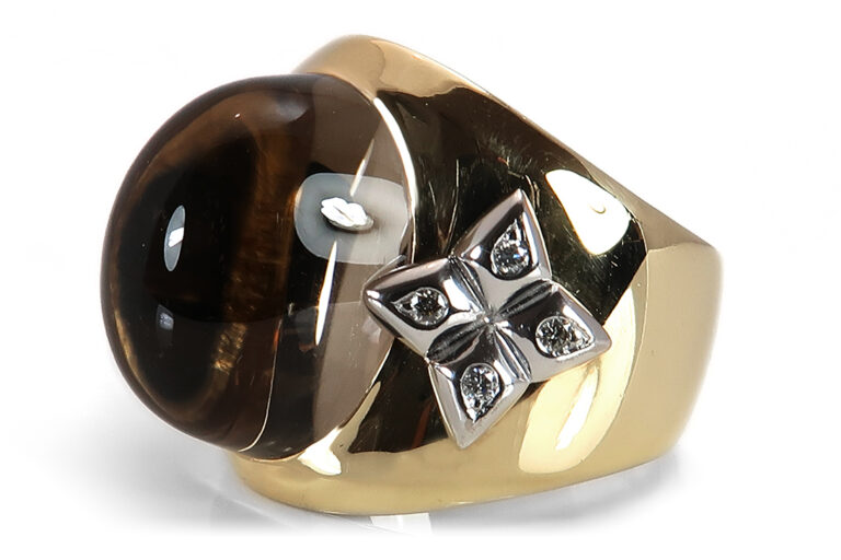 Manuela Merk WISH Ring Rauchquarz Brillanten 750 Gelbgold Weißgold [BRORS 17655]