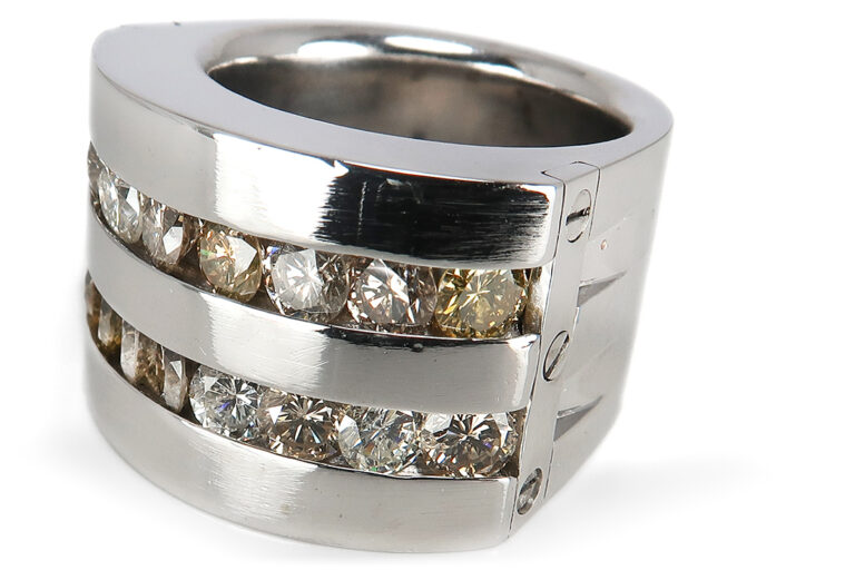 Ring Brillanten insg 2,85ct. H-Fancy/Si/P1 750 Weißgold Handarbeit [BRORS 18135]