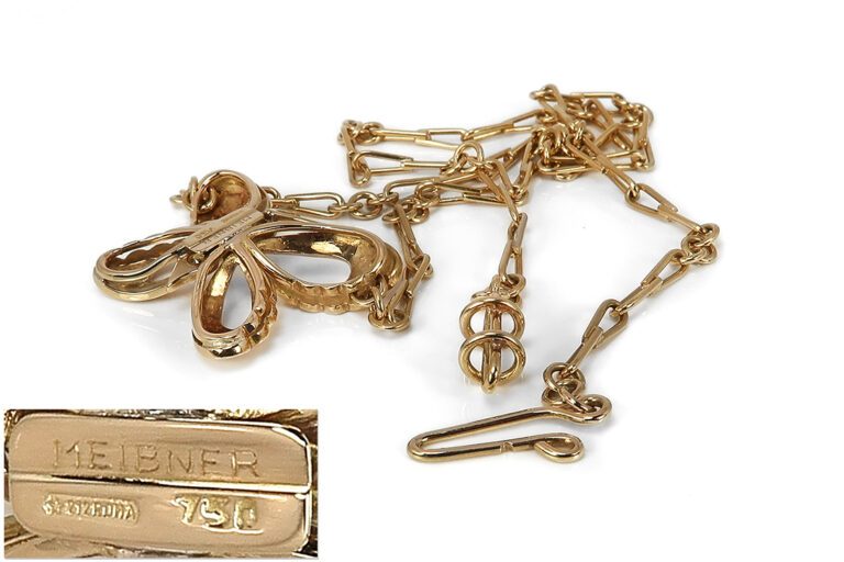 Juwelier Meißner Schmetterling Collier Brillanten G/VVS Saphir [BRORS 18167]