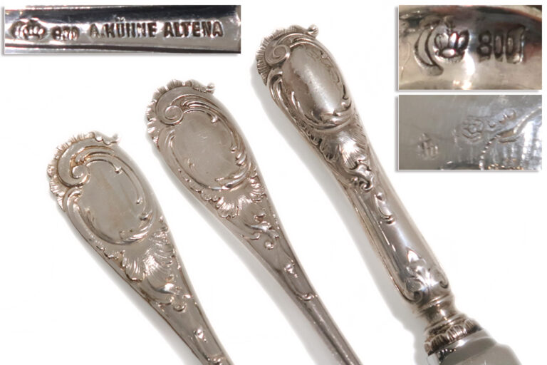 Silber Besteck Silberwarenfabrik A. Kühne Antik 79 Teile 19.Jh. [BRORS 18266]