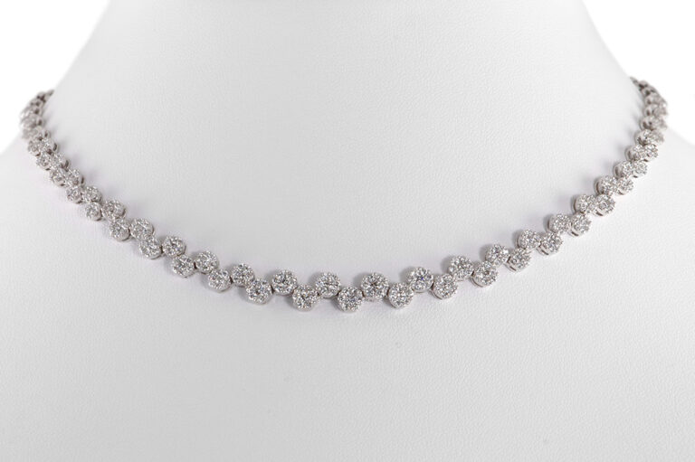 Collier 371 Brillanten insg. ca. 1,6 ct River-TW 750 Weißgold IGI [BRORS 19861]